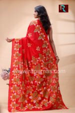 Kantha Stitch Work on Bangalore Silk Saree - Image 3