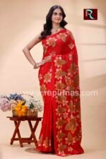 Kantha Stitch Work on Bangalore Silk Saree - Image 4