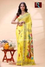 Kantha Stitch Work on Art Silk Saree - Image 3