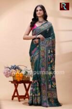 Kantha Stitch Work on Art Silk Saree