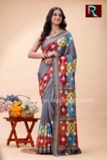 Kantha Stitch Work on Art Silk Saree - Image 2