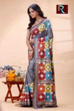 Kantha Stitch Work on Art Silk Saree - Image 3