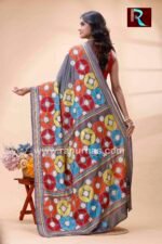 Kantha Stitch Work on Art Silk Saree - Image 4