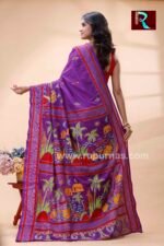 Kantha Stitch Work on Art Silk Saree - Image 5