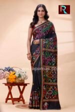 Kantha Stitch Work on Art Silk Saree