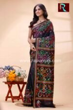 Kantha Stitch Work on Art Silk Saree - Image 2