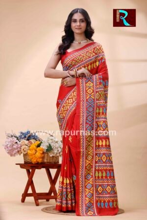 Kantha Stitch Work on Art Silk Saree