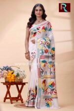 Kantha Stitch Work on Pure Tussar Silk Saree