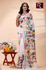 Kantha Stitch Work on Pure Tussar Silk Saree - Image 2