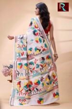 Kantha Stitch Work on Pure Tussar Silk Saree - Image 4