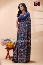 Kantha Stitch Work on Art Silk Saree - Image 3