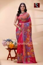 Kantha Stitch Work on Art Silk Saree