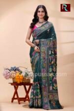 Kantha Stitch Work on Art Silk Saree - Image 4