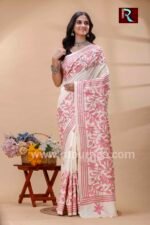 Kantha Stitch Work on Pure Tussar Silk Saree - Image 5