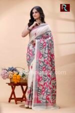 Kantha Stitch Work on Pure Tussar Silk Saree - Image 2