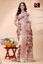 Kantha Stitch Work on Pure Tussar Silk Saree