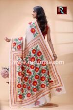 Kantha Stitch Work on Pure Tussar Silk Saree - Image 5