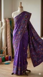 Lambani Embroidery on Blended Silk Saree