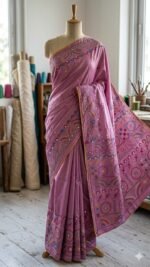 Lambani Embroidery on Blended Silk Saree