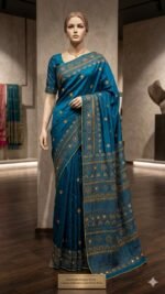 Lambani Embroidery on Blended Silk Saree