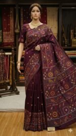 Lambani Embroidery on Blended Silk Saree