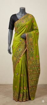 Lambani Embroidery on Blended Silk Saree