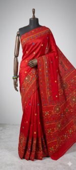 Lambani Embroidery on Blended Silk Saree