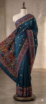 Lambani Embroidery on Blended Silk Saree