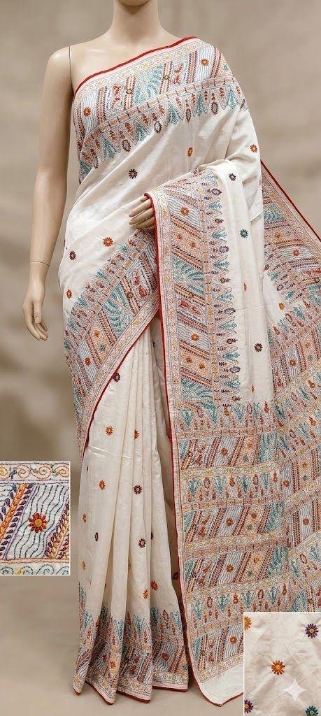 Lambani Embroidery on Blended Silk Saree