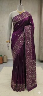 Lambani Embroidery on Blended Silk Saree
