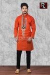Red Cotton Kurta with Fabric painting