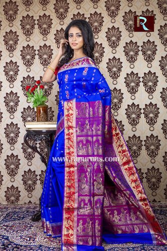 Baluchari Silk Saree of blue and red combo