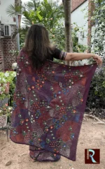 Lambani Embroidery on Silk Saree - Image 2