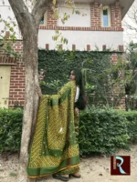 Gujarati Stitch on Bishnupuri Katan Silk Saree - Image 3